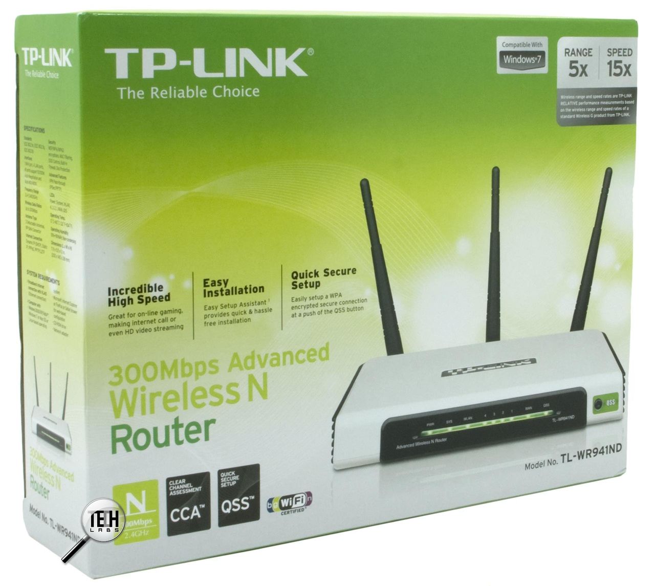 Wi-Fi роутер TP-LINK TL-WR941ND, 300Mbit, 1+4 порта, 3 антенны