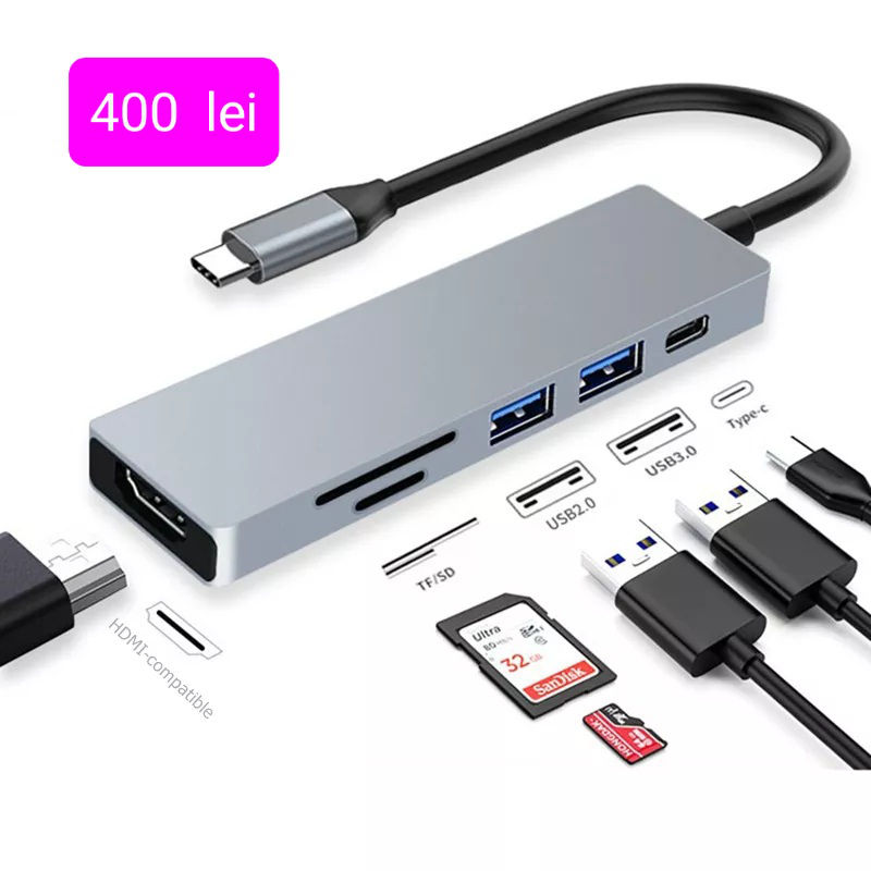 Док-станции.hub usb type C  to HDMIi, dp.usb type C  Vga Sd/tf Pd .lan. rj-45 .audio foto 15