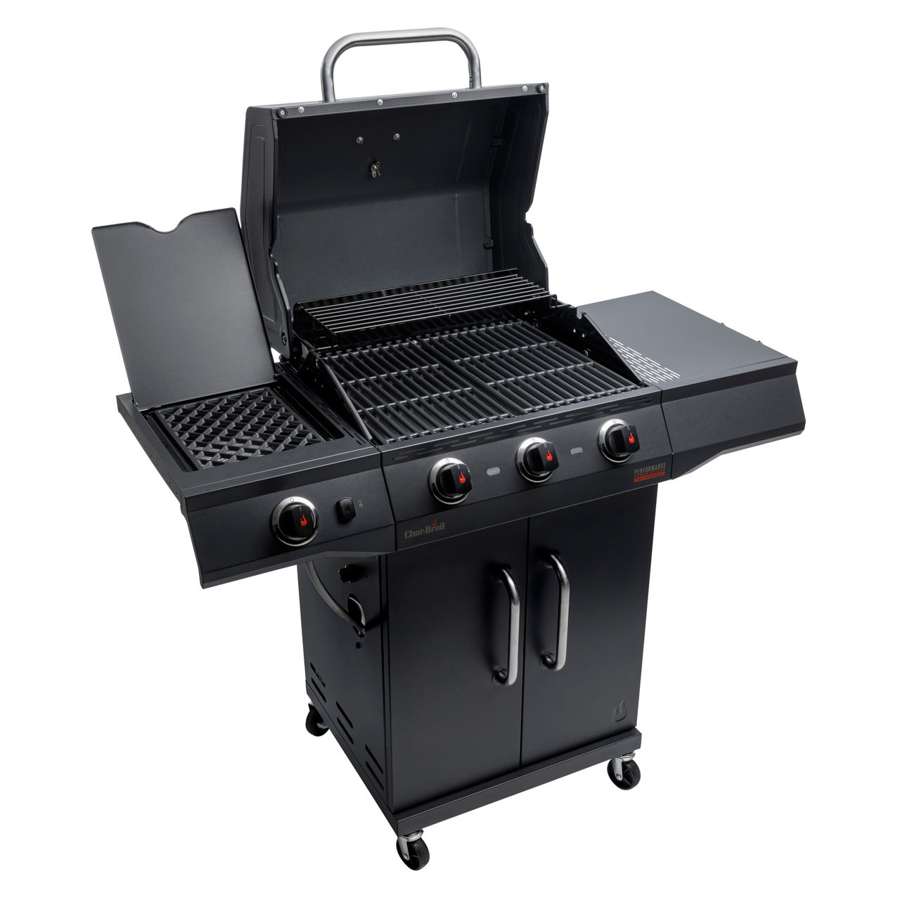 Gratar pe gaz din inox Char-Broil Performance Power Edition 3, grile din fonta, sear burner, plita foto 10