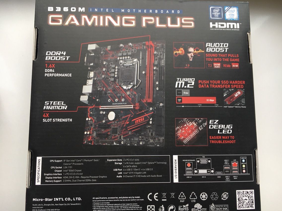 Intel core i5 9400f msi b360m intel motherboard