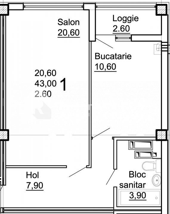 Apartament cu 1 cameră,  Centru,  Cojușna,  Strășeni foto 4
