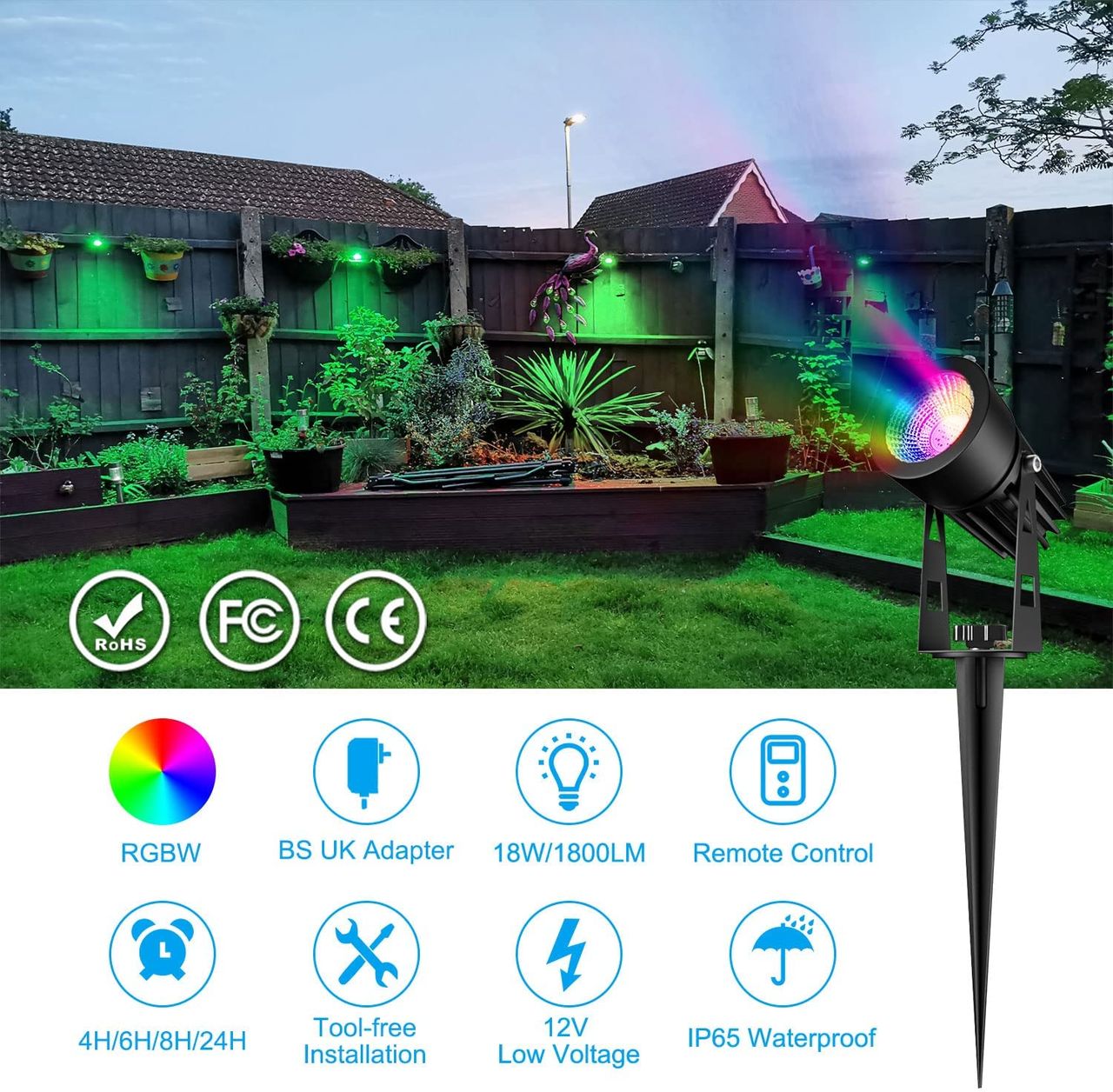 Lumini LED RGB de gradina 20m 18W  din Aluminiu foto 6