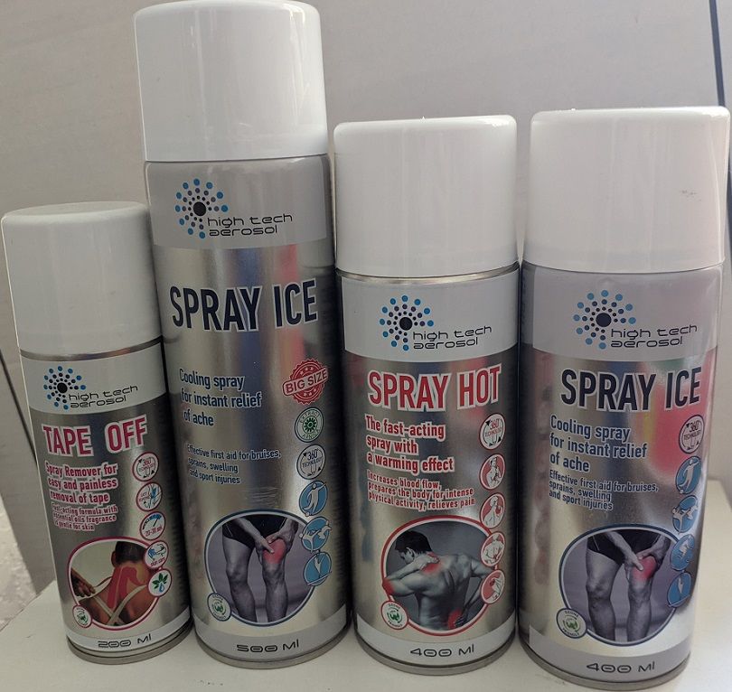 Заморозка - Spray Ice. Для снятия тейпов - Tape Off.