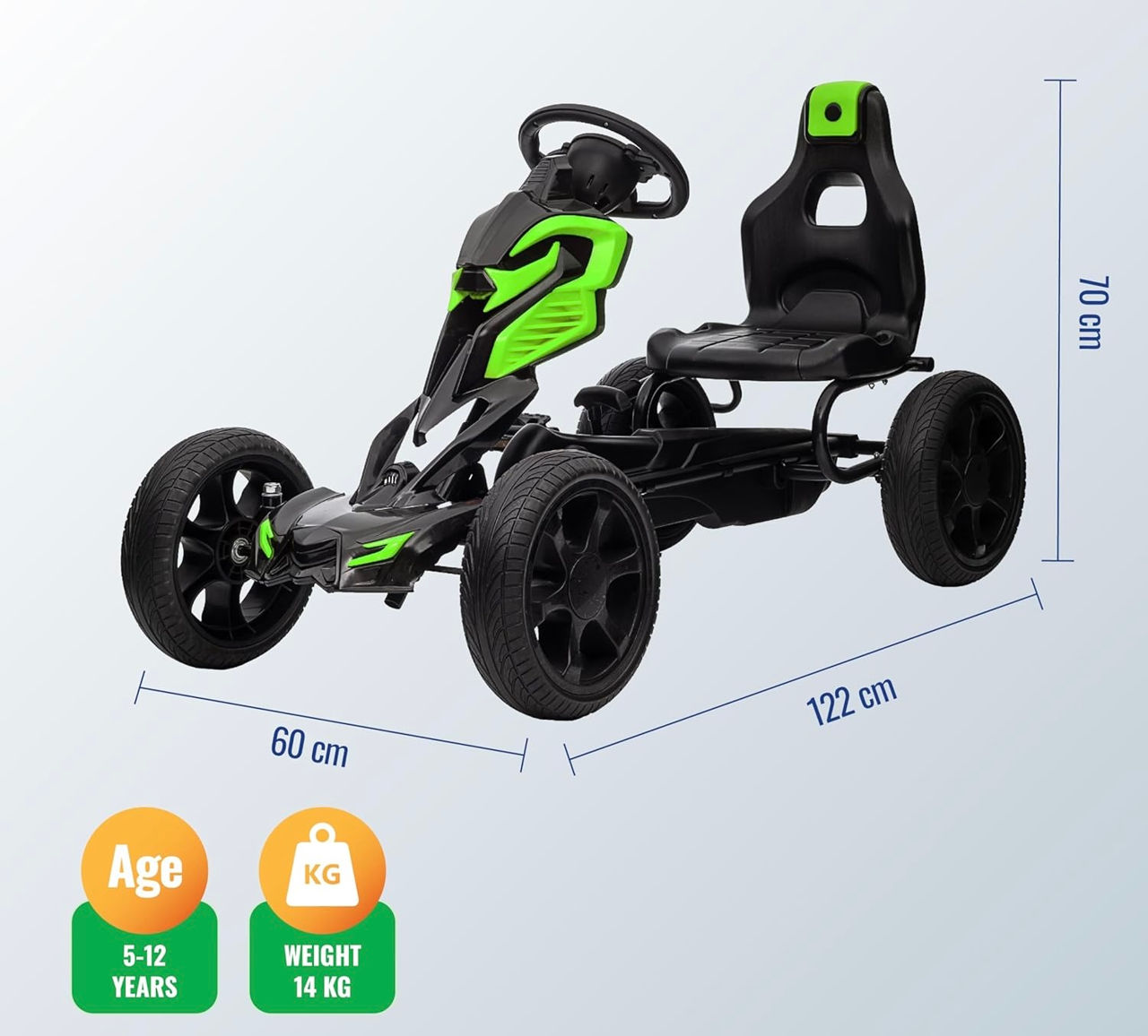 Педальный карт Novokids Adrenaline Green/Black - Доставка по всей Молдове фото 1
