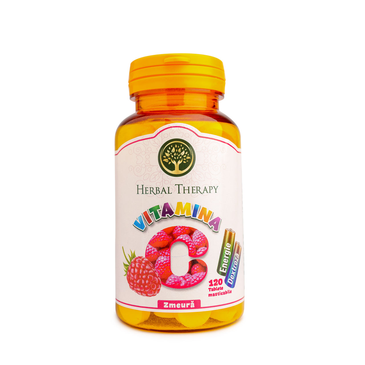 Vitamina C 100mg cu Glucoză și Aromă de Zmeură N120 foto 0