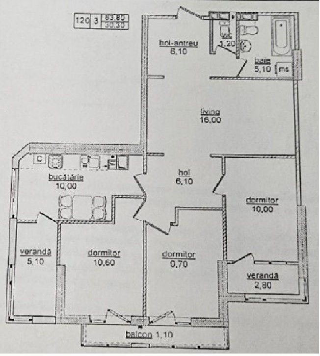 Apartament cu 3 camere, 84 m², Botanica, Chișinău foto 5