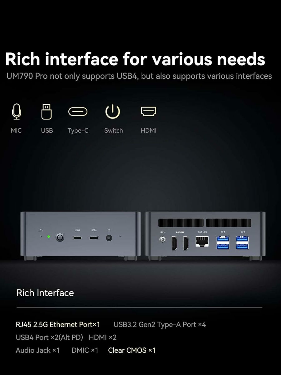 Mini PC Ryzen9 7940HS / 32GB Ram / 1TB SSD / Mini PC Minisforum UM790 Pro foto 3