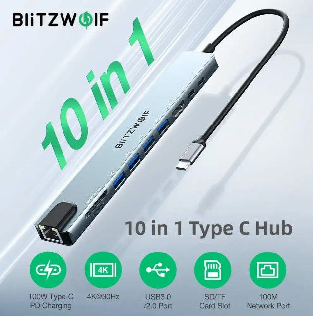 BlitzWolf 10 in 1 USB C Hub foto 1