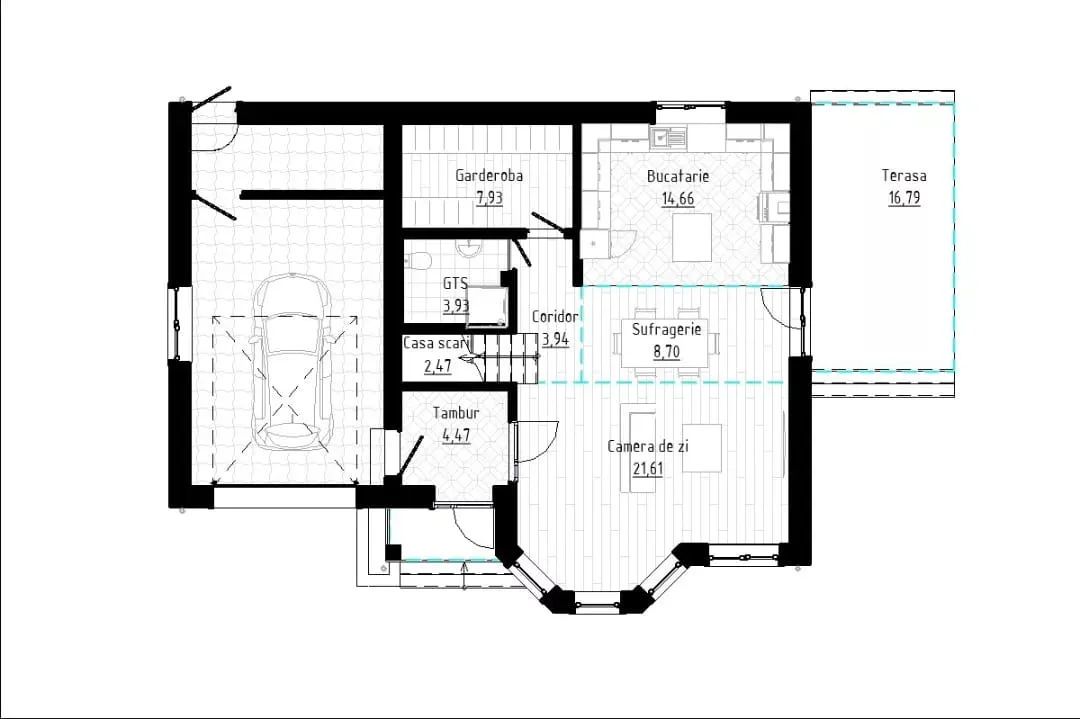 Casă de locuit individuală cu 2 niveluri P+M/stil clasic/140m2/arhitectură/schițe/planuri 3D/proiect foto 5