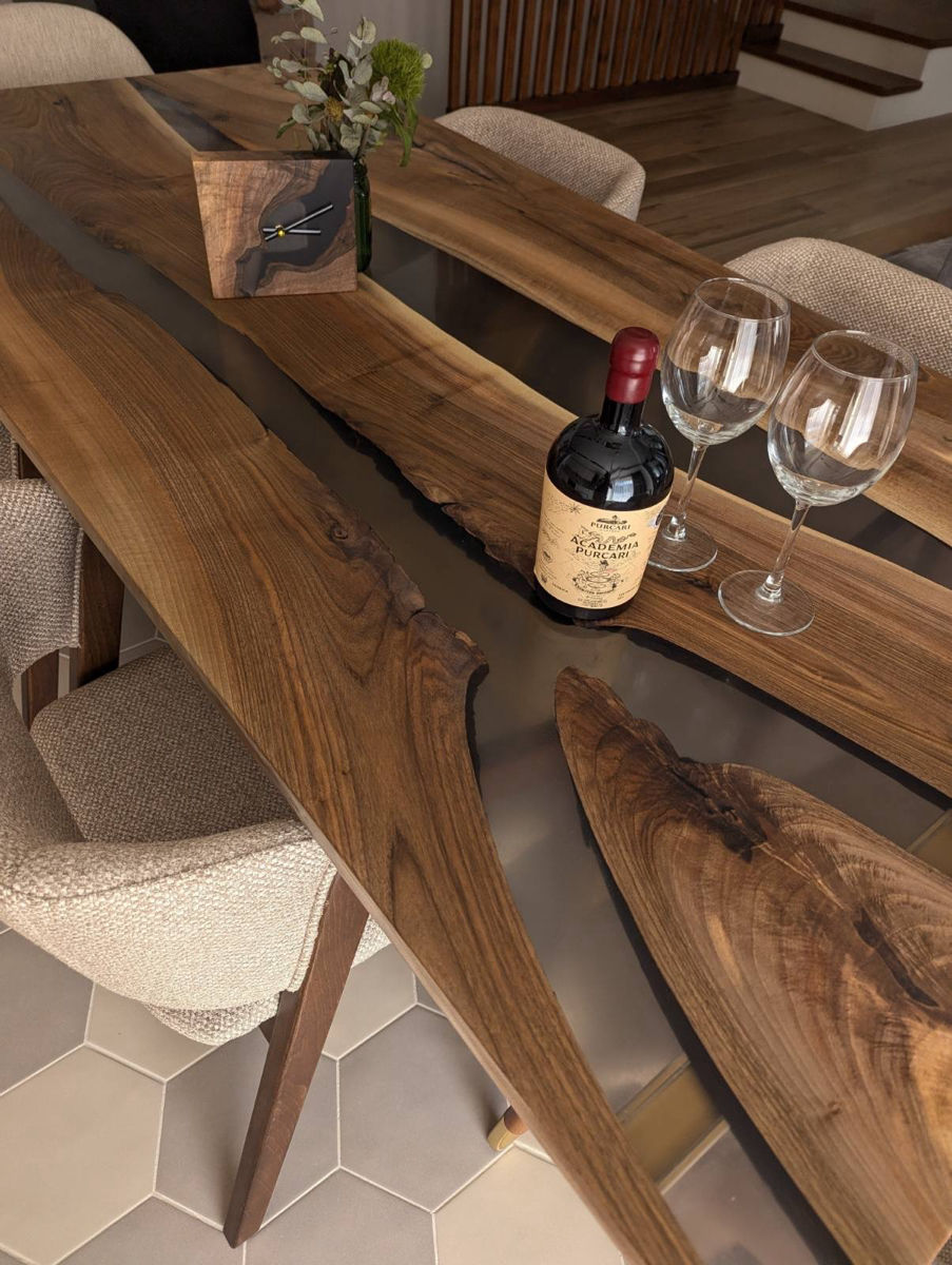 Mese din rășina epoxidică și lemn masiv  foto 1