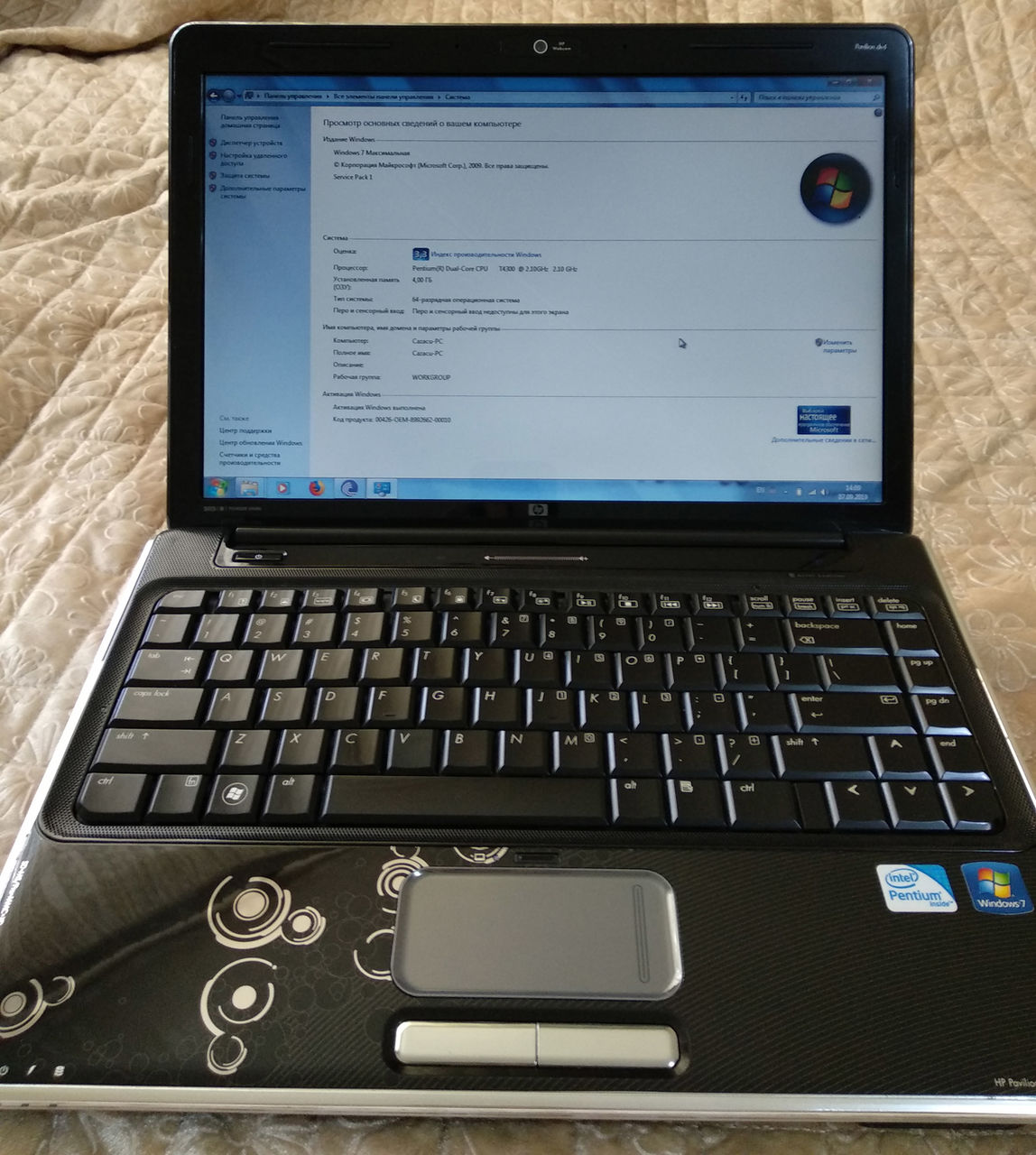 HP Pavilion dv4, Intel Pentium dual-core T4300 (2.10 GHz) 4GB RAM ...