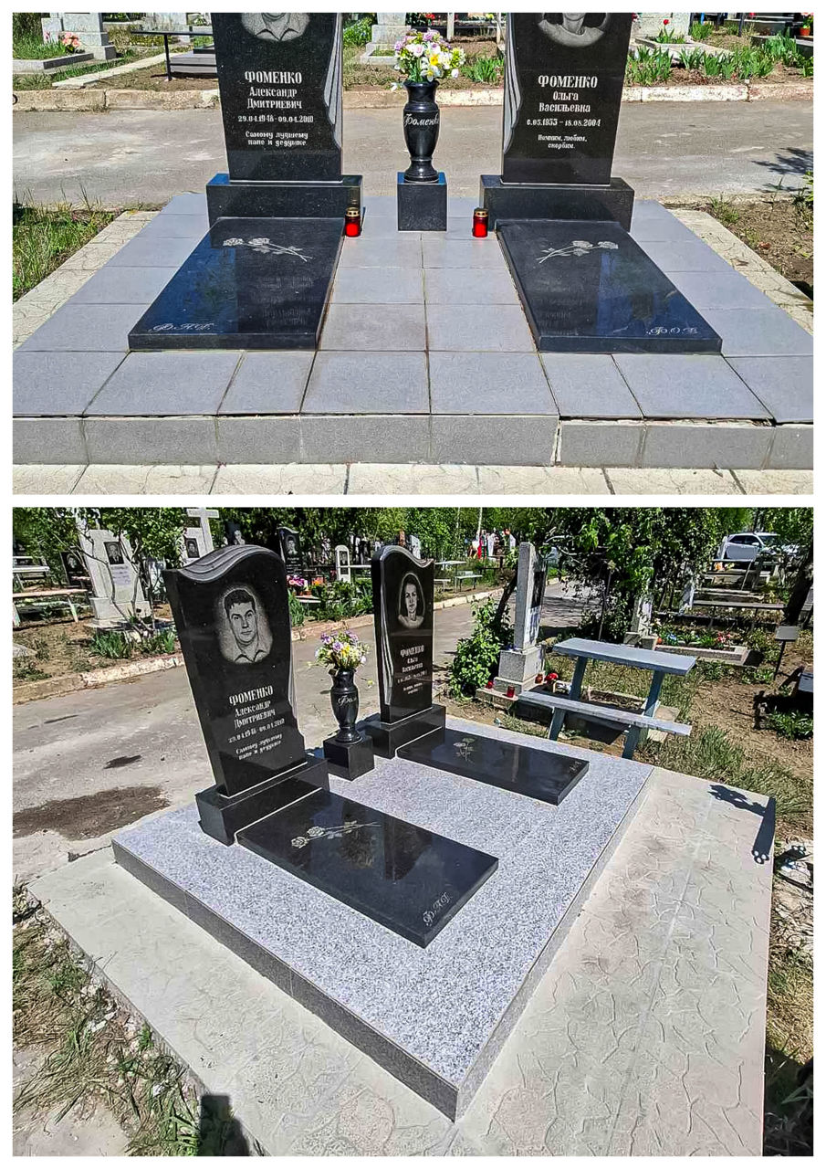 Repararea și restaurarea fundațiilor pietrelor funerare: turnare, consolidare, curățare, placare foto 9