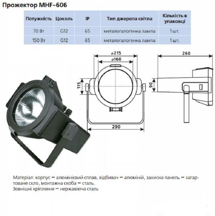 Projector 150W G12 (DELUX) MHF-606 foto 3