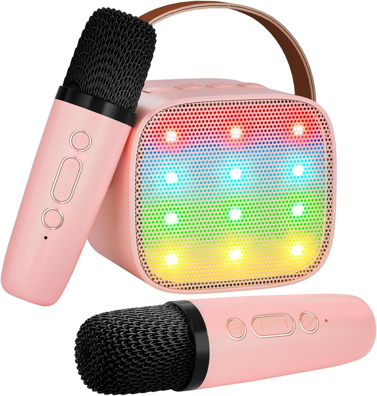 Mini aparat de karaoke pentru copii adulți, difuzor portabil Bluetooth cu 2 microfoane fără fir foto 0