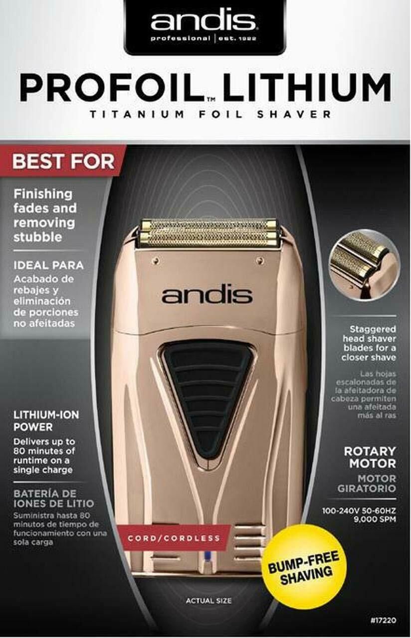 Andis 17220 Profoil Lithium Titanium Foil Shaver Cordless Black/Copper ...