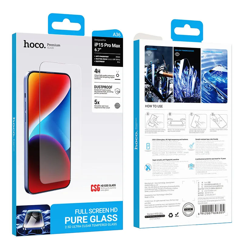 HOCO 3Dstecla de protectie pentru  iP15 Pro Max(A36) foto 0