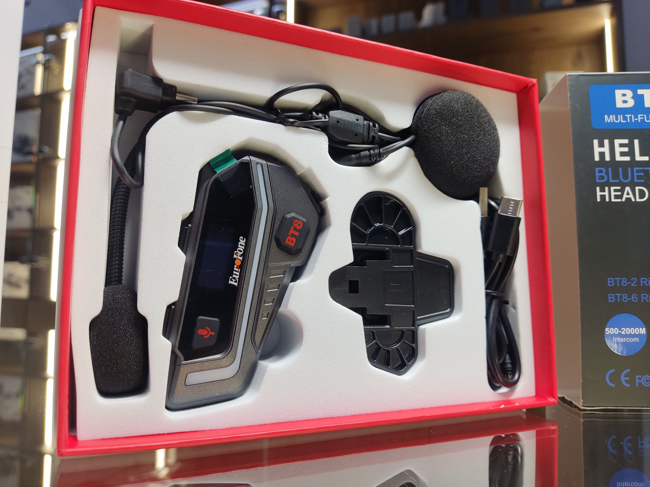 Интерком / InterCom / Bluetooth-гарнитура EuroFone BT8 для мотоциклетного шлема фото 3