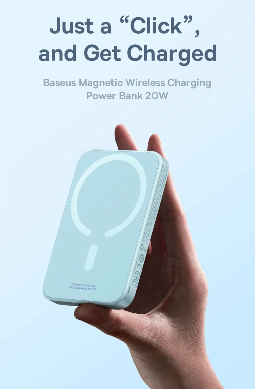 MagSafe Powerbank Baseus Magnetic Wireless Charging 20W 6000mAh / Магнитный Powerbank foto 1