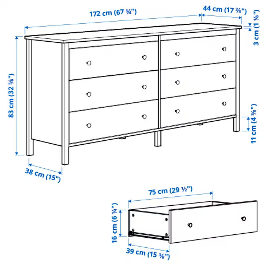 Comodă Ikea cu 6 sertare 172x83 foto 3