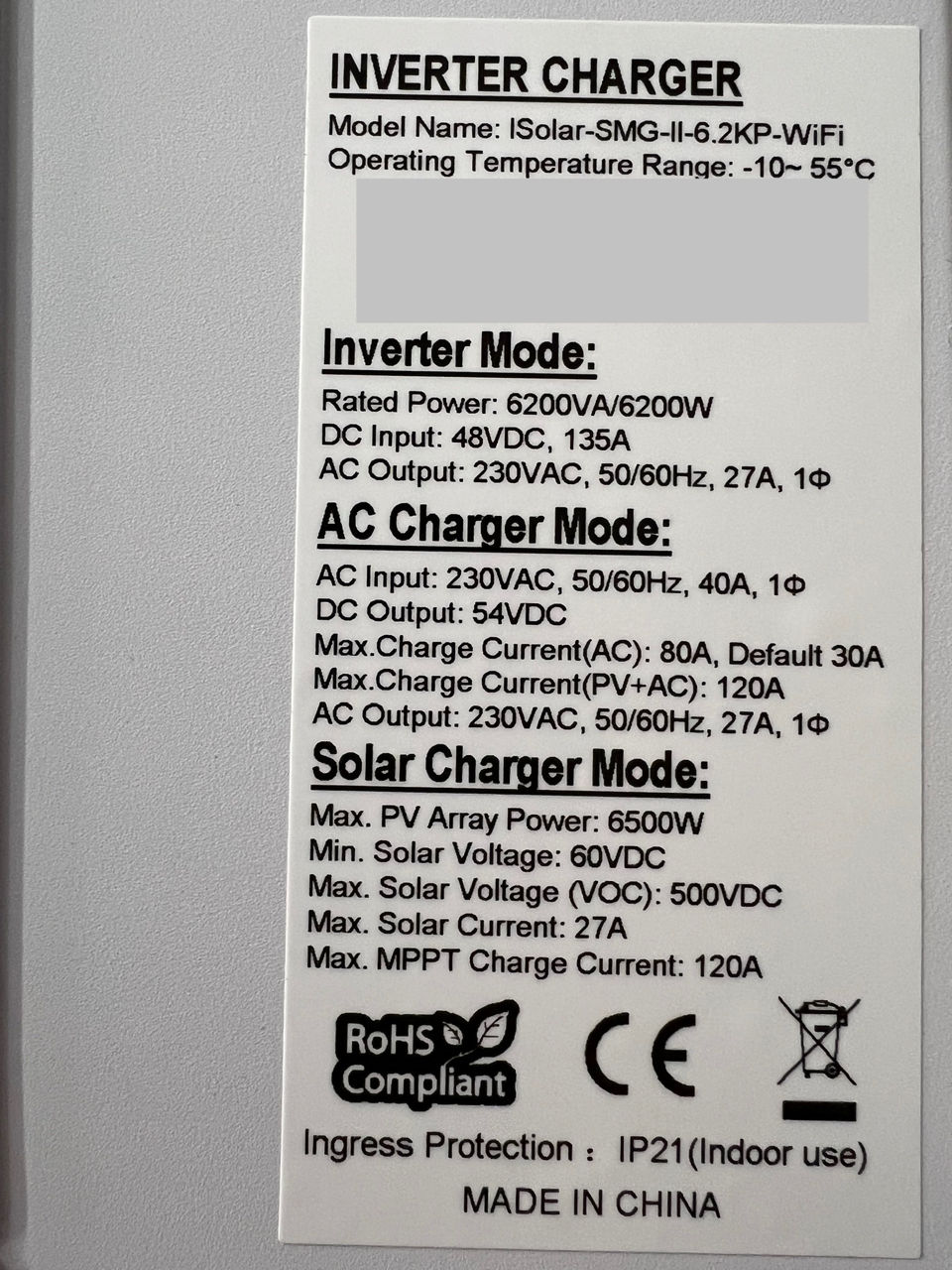 Invertor Off-Grid 48V-220V Easun Smg-II 6.2KP foto 3