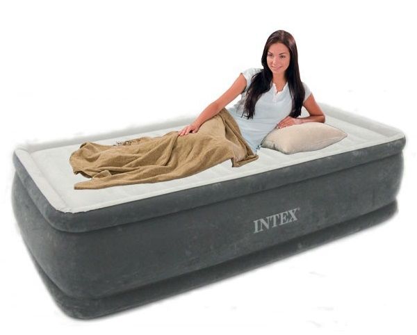 Односпальная надувная кровать Intex 64412 (191*99*46 cм)+ встроенный ...