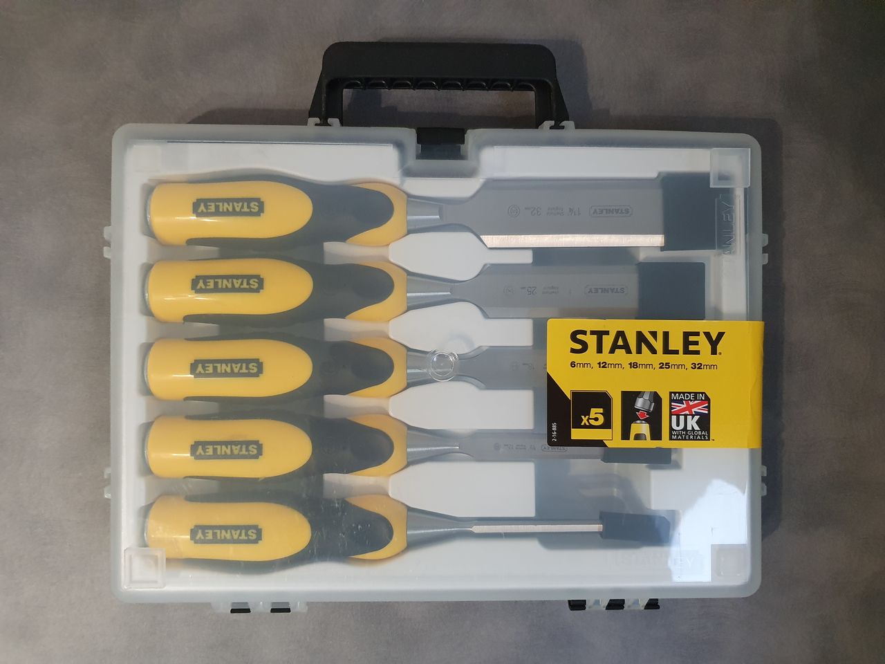 Stanley 216885 chiselset dynagrip (5piece) yellowblack