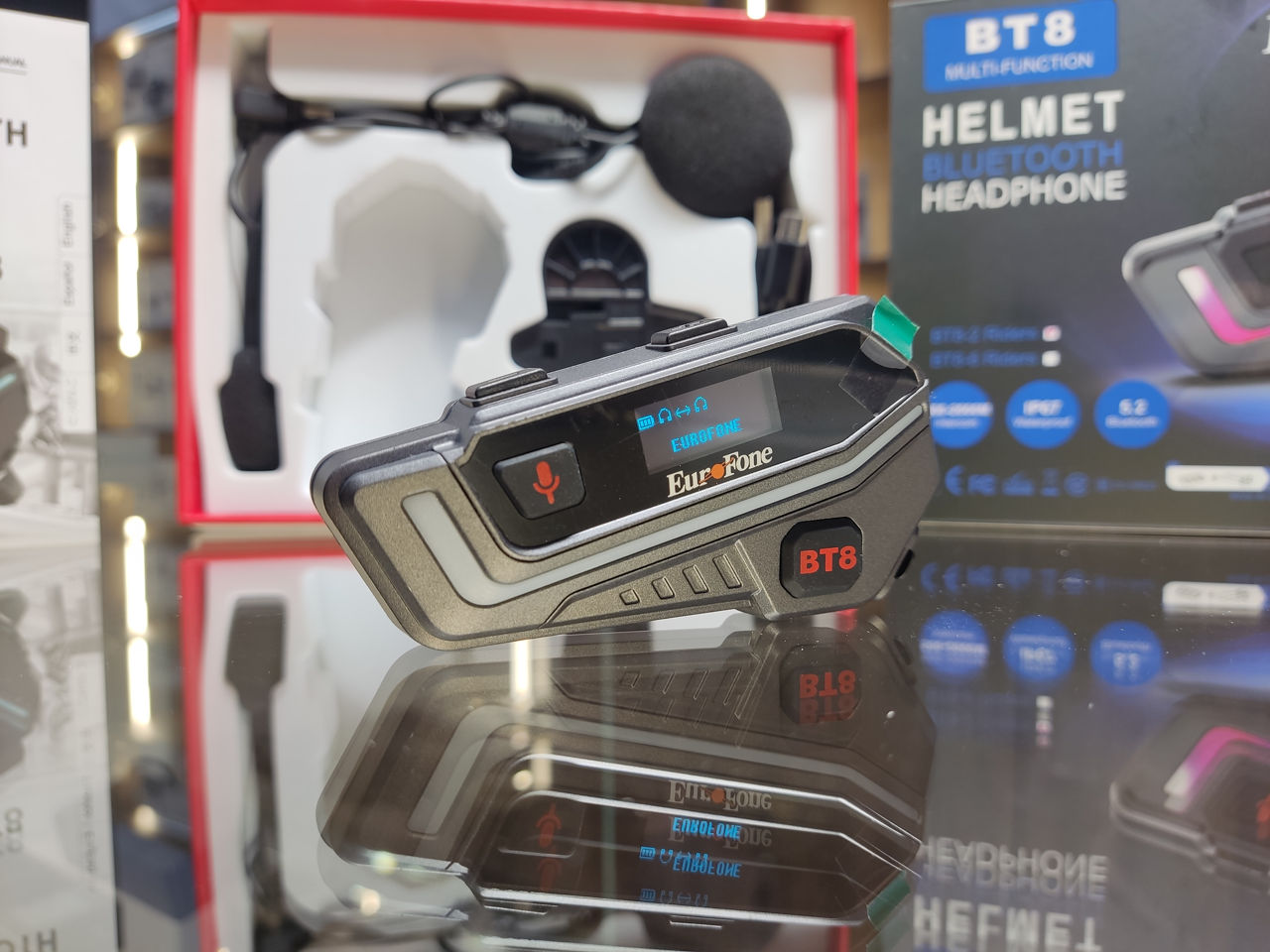 Интерком / InterCom / Bluetooth-гарнитура EuroFone BT8 для мотоциклетного шлема фото 1