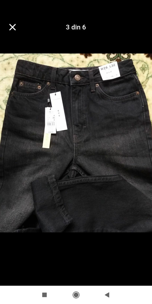 Nou! Blugi mom Topshop, 100% cotton,marimea 26(potriviti pentru 25), 650 lei, sec. Ciocana foto 2