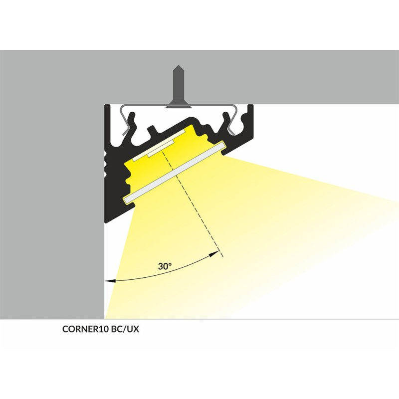 Profil din aluminiu de colt corner 10 pentru banda led - anodizat 2m - set complet profilul led de c foto 2