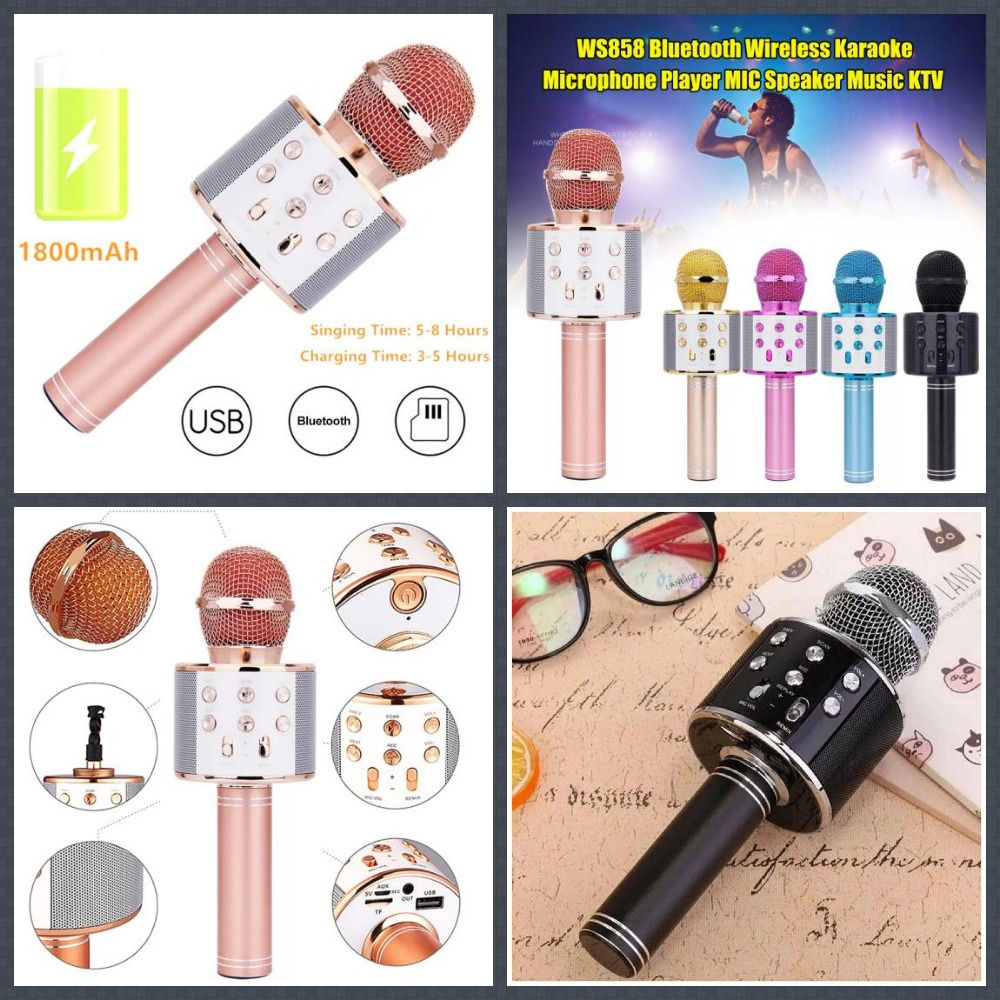 Microfon Karaoke 3 în 1 wireless cu difuzor, Microfon Karaoke WS858 Bluetooth foto 1