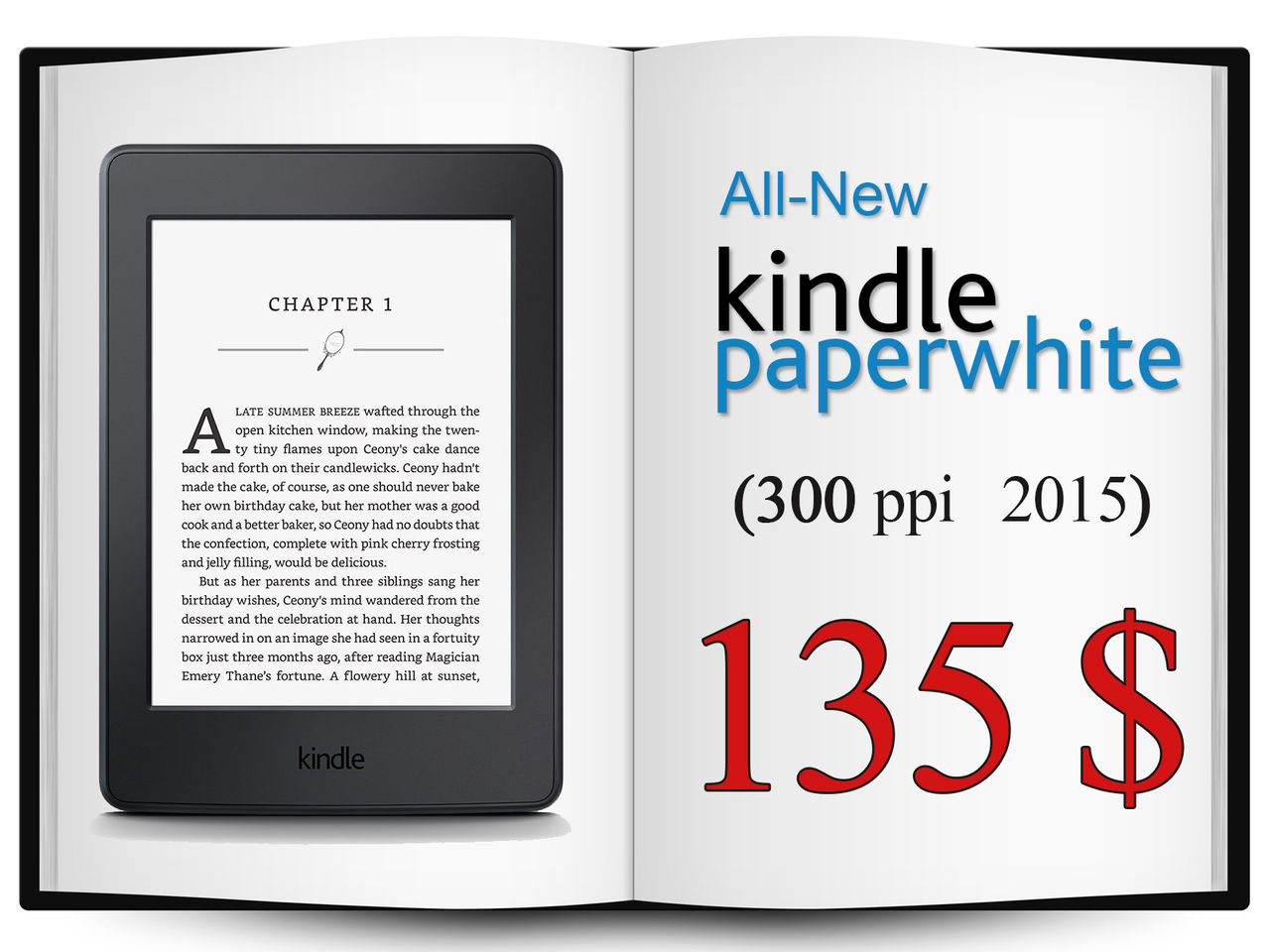 Amazon Kindle Paperwhite 300 PPI (7th Generation) Самый популярный Киндл,Суперцена!