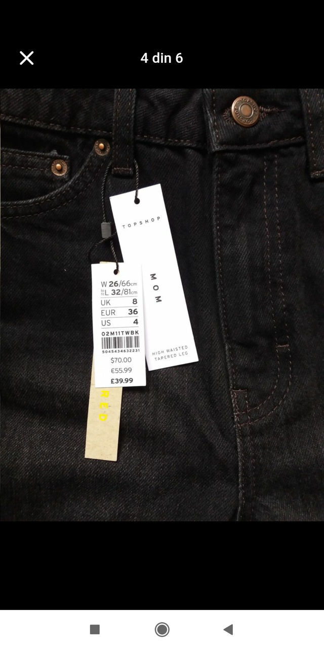 Nou! Blugi mom Topshop, 100% cotton,marimea 26(potriviti pentru 25), 650 lei, sec. Ciocana foto 3