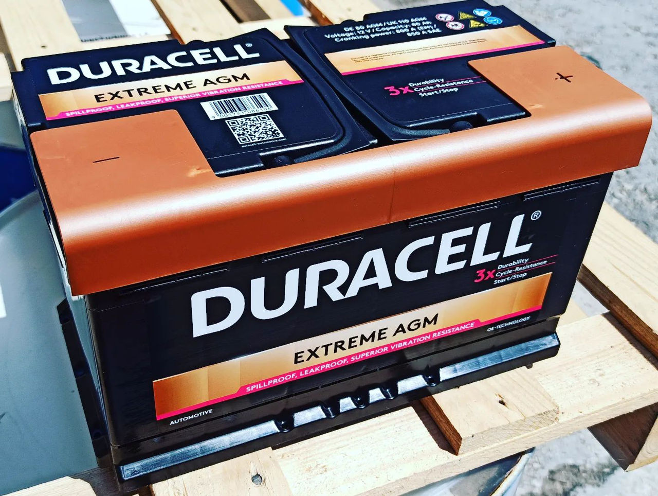 Аккумулятор Duracell 80Ah 800A AGM Duracell Extreme (- +) (315/175/190) foto 0