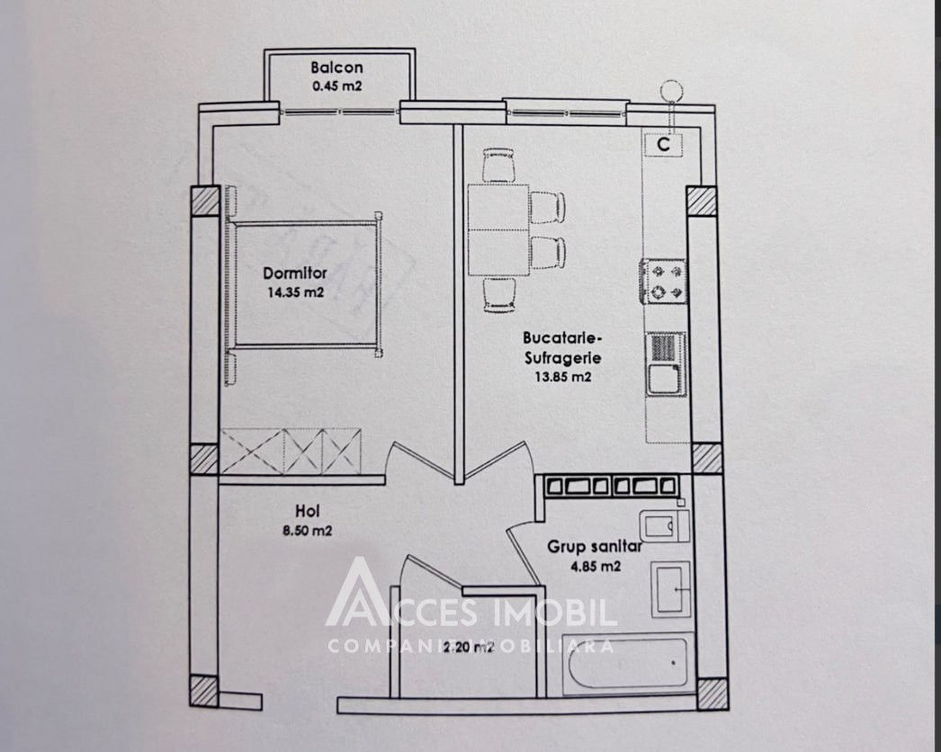 Apartament cu 1 cameră, Periferie, Durlești, Chișinău mun.