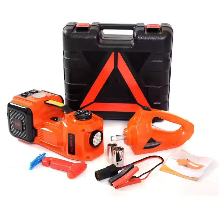 Cric electrohidraulic 5t 5in1 + cheie de impact + pompa electrica si lanterna foto 6