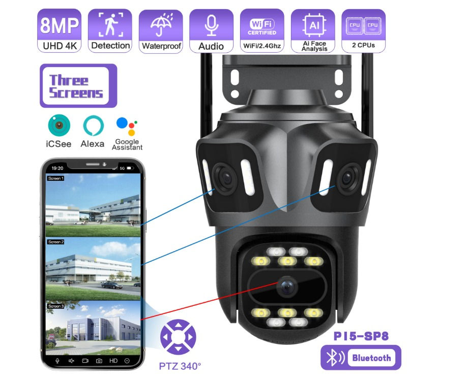 6K 12MP 3in1 camera IP ICSEE WiFI Robot microfon autotrack sirena super pret foto 9