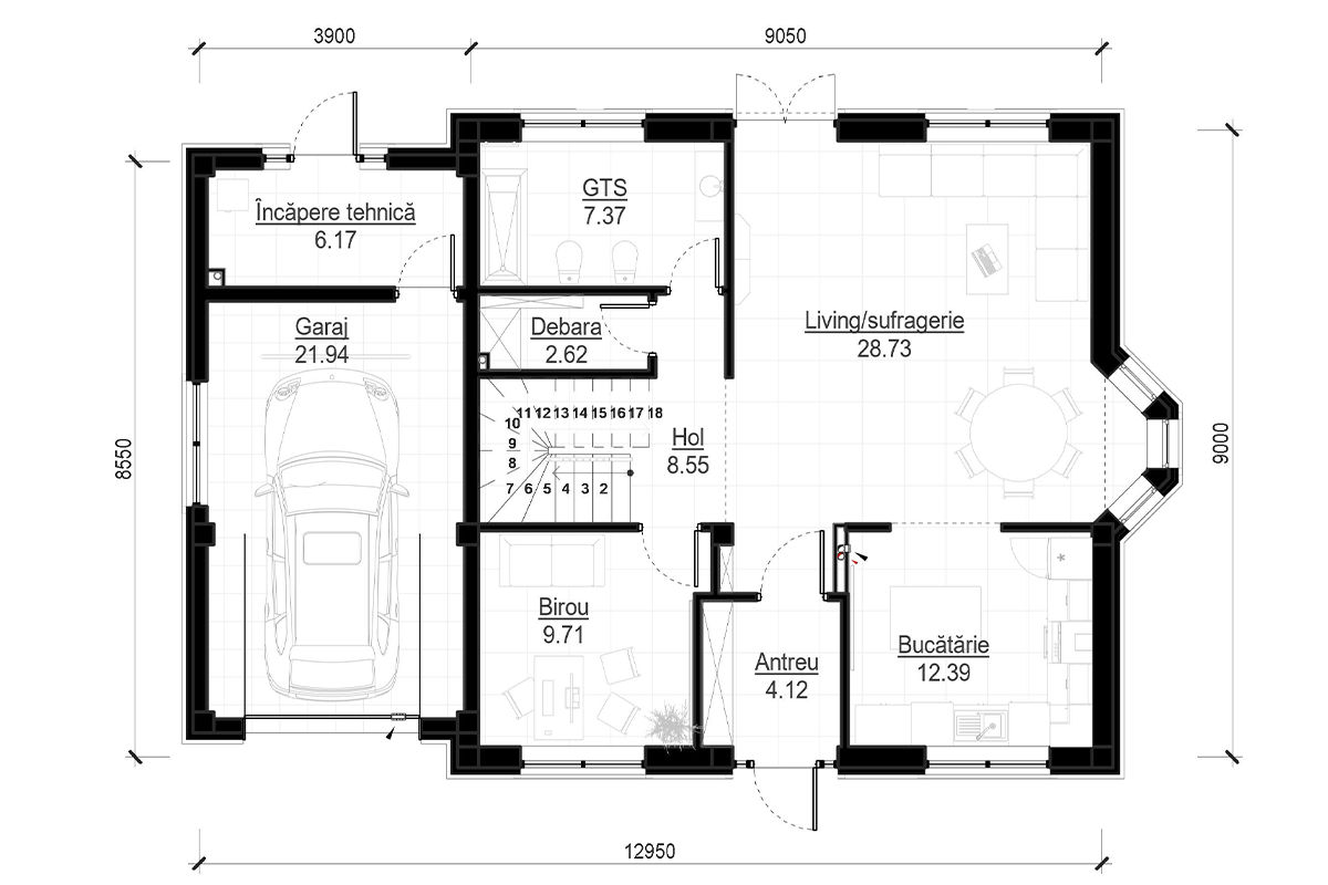 Casă de locuit individuală cu 2 niveluri P+M / stil clasic / 201,1 m2 / proiecte / construcții foto 3