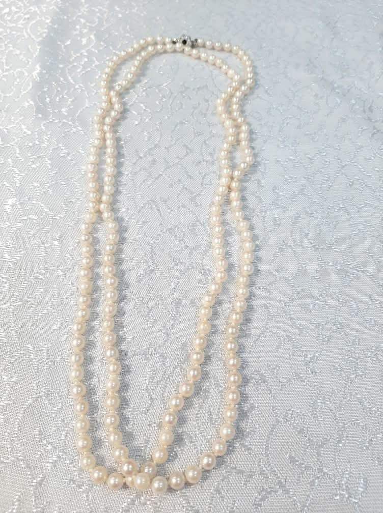Colier Perle  Naturale Vintage Italia Foarte superb si finuț. Lungimea totala 122cm.  foto 8