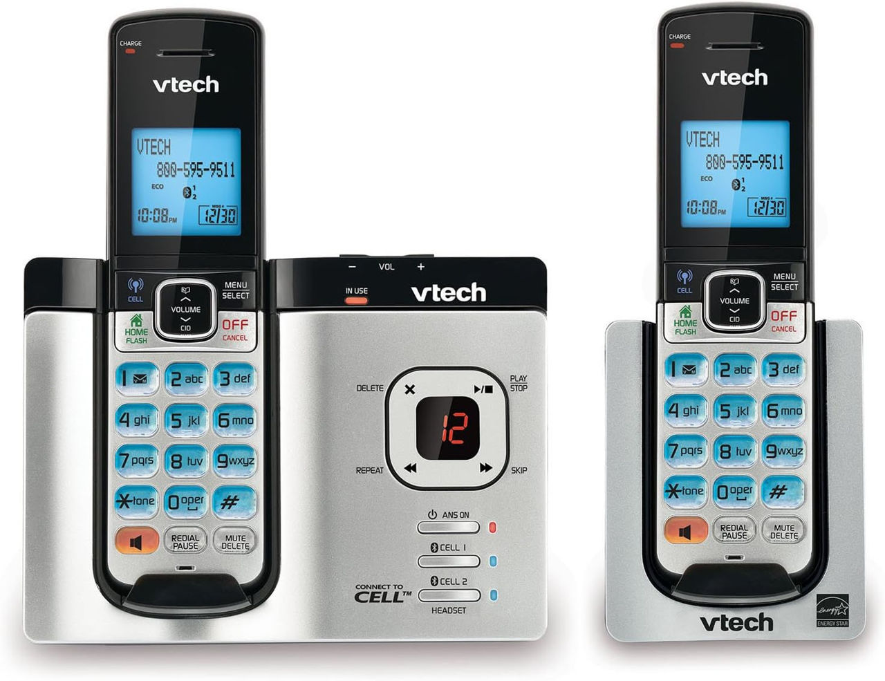Vtech Ds6621-2 Dect 6.0 Expandable Cordless Phone With Bluetooth Connect To Cell And Answering 2h foto 0