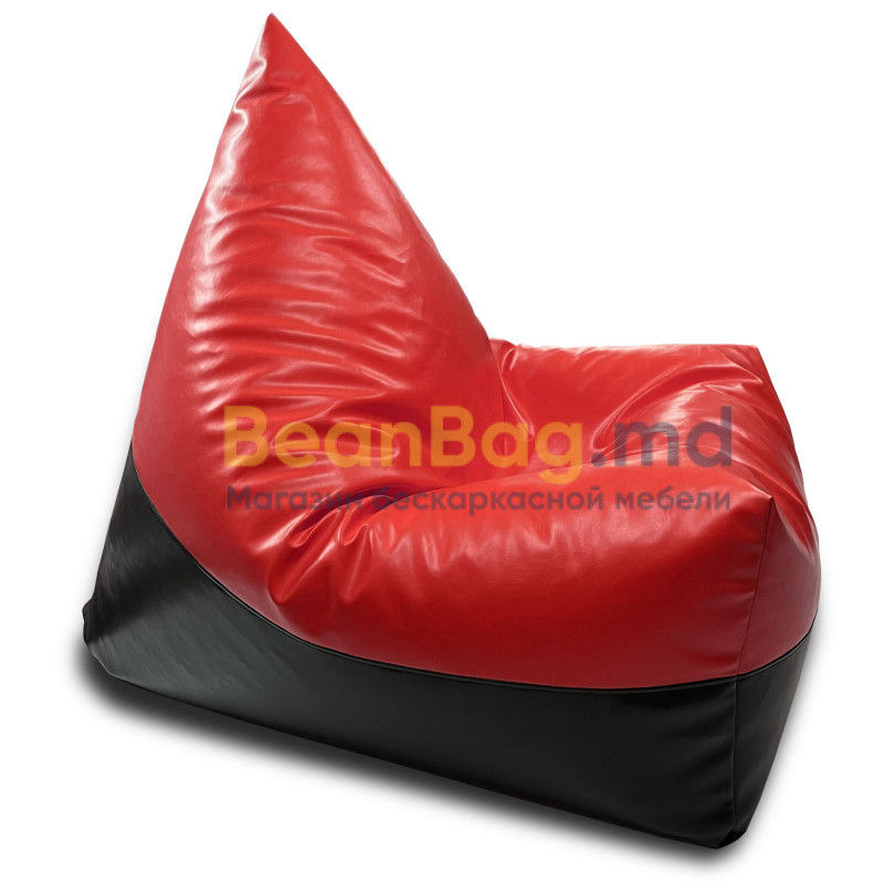 BeanBag Piramida XL din Ecopiele culoare Rosie foto 2