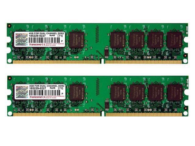 Transcend 4GB (2 X 2GB) 240-Pin DDR2 SDRAM DDR2 800 (PC2 6400) Dual ...