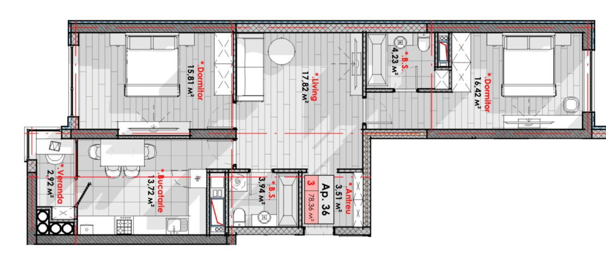 Apartament cu 2 camere, 78 m², Râșcani, Chișinău foto 7