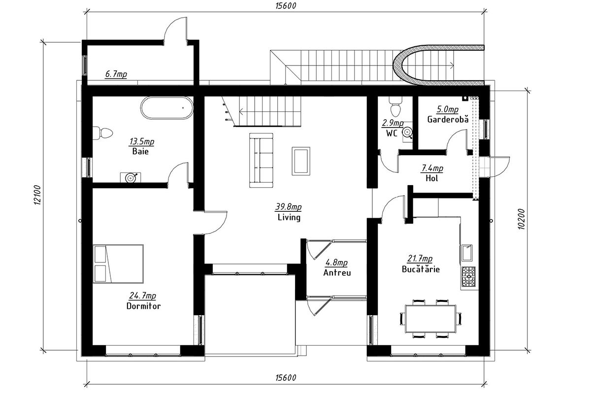 Casă de locuit individuală cu 2 niveluri P+E /stil modern/227.2m2/reconstrucții/proiecte/3D/renovari foto 10