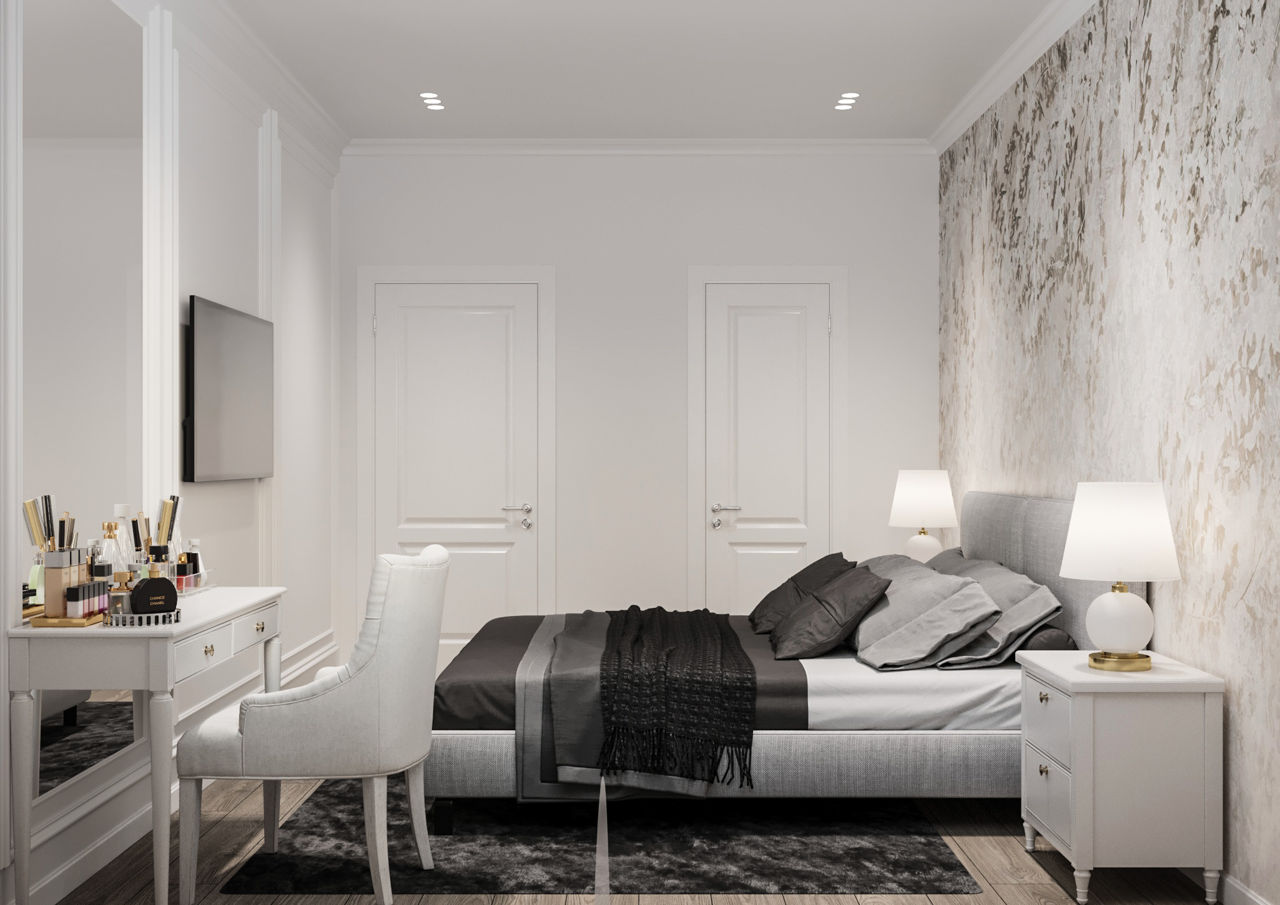 Design interior/stil neoclasic/ Parter /112m2/apartament cu 3 dormitoare/construcții/ 3D/ proiecte foto 7