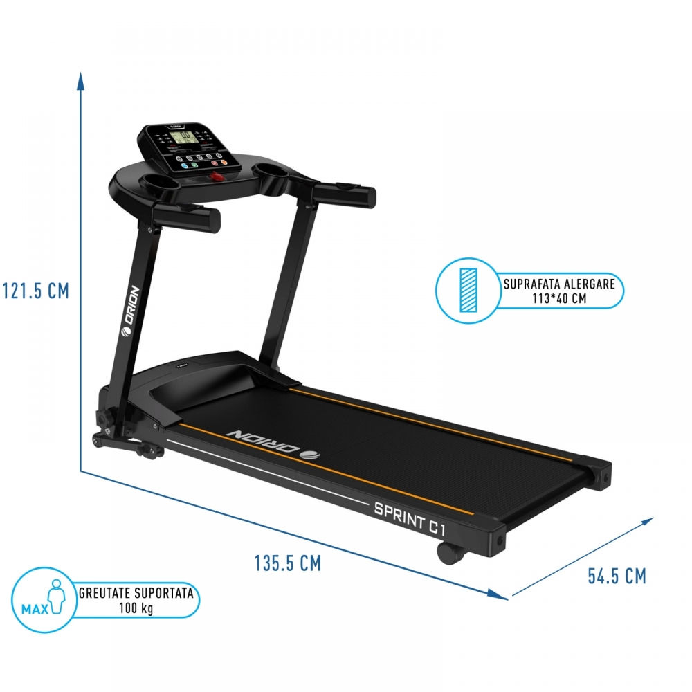 Banda De Alergat Electrica Orion Sprint C1,  Bluetooth Fitshow/kinomap/zwift Viteza Maxima 12 Km/h foto 3