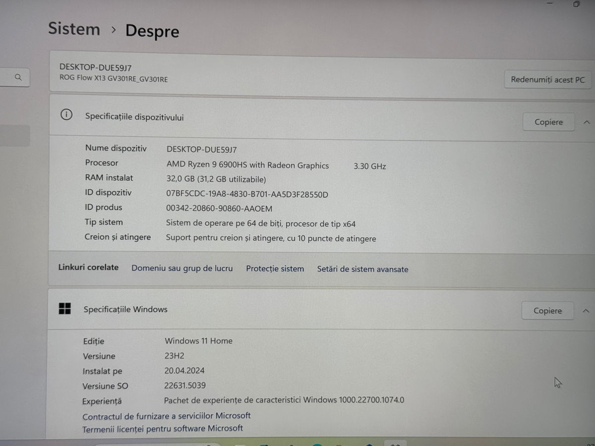 ROG Flow X13 AMD Ryzen 9 6900HS with Radeon Graphics 3.30 GHz foto 3