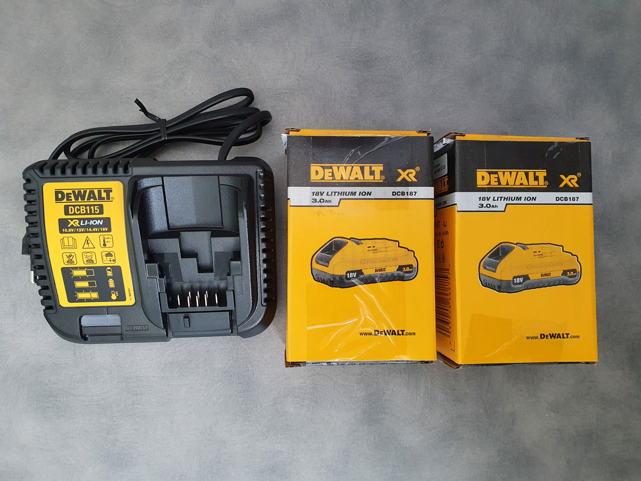 Dewalt Dcb115 18v Xr Multi Voltage Battery Charger And 2 X Dewalt Dcb187 18v Xr 3 0ah Li Ion Battery