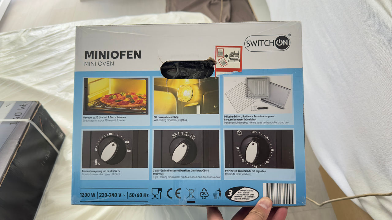 Mini cuptor electric Switch On MO-A0201, 1200W, 13L, Negru foto 7