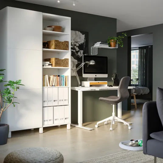 IKEA Trotten Birou cu inaltime reglabila, alb, 120x70 cm foto 2