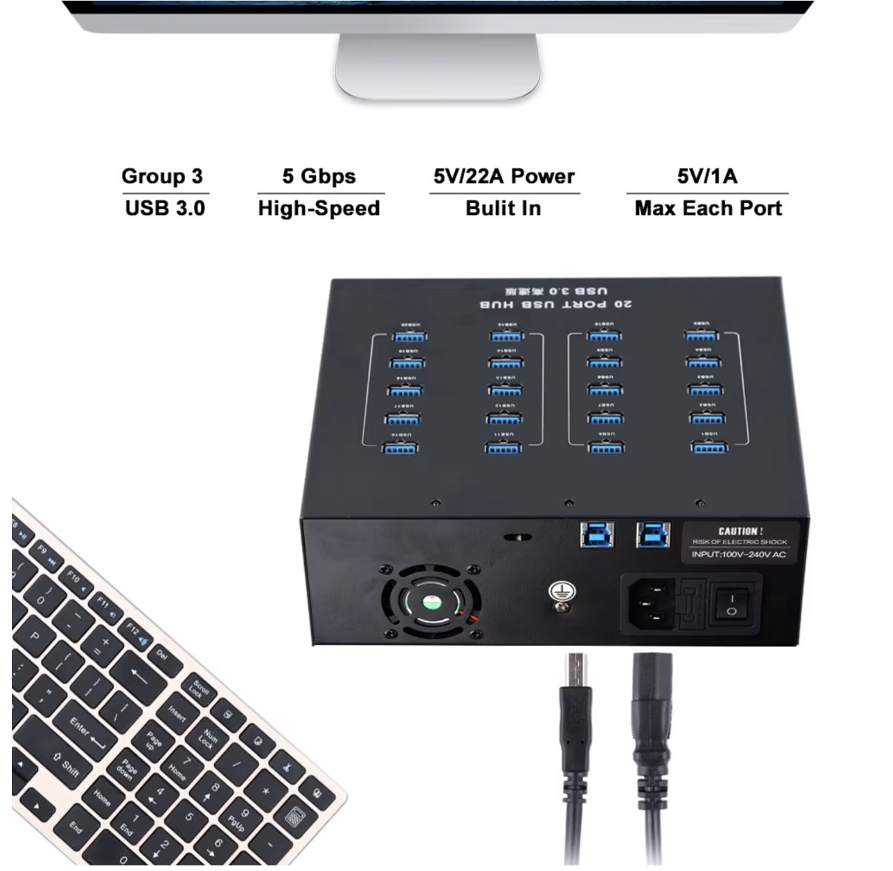 Sipolar A213P Hub 5Gbps 20 Ports USB3.0 foto 6